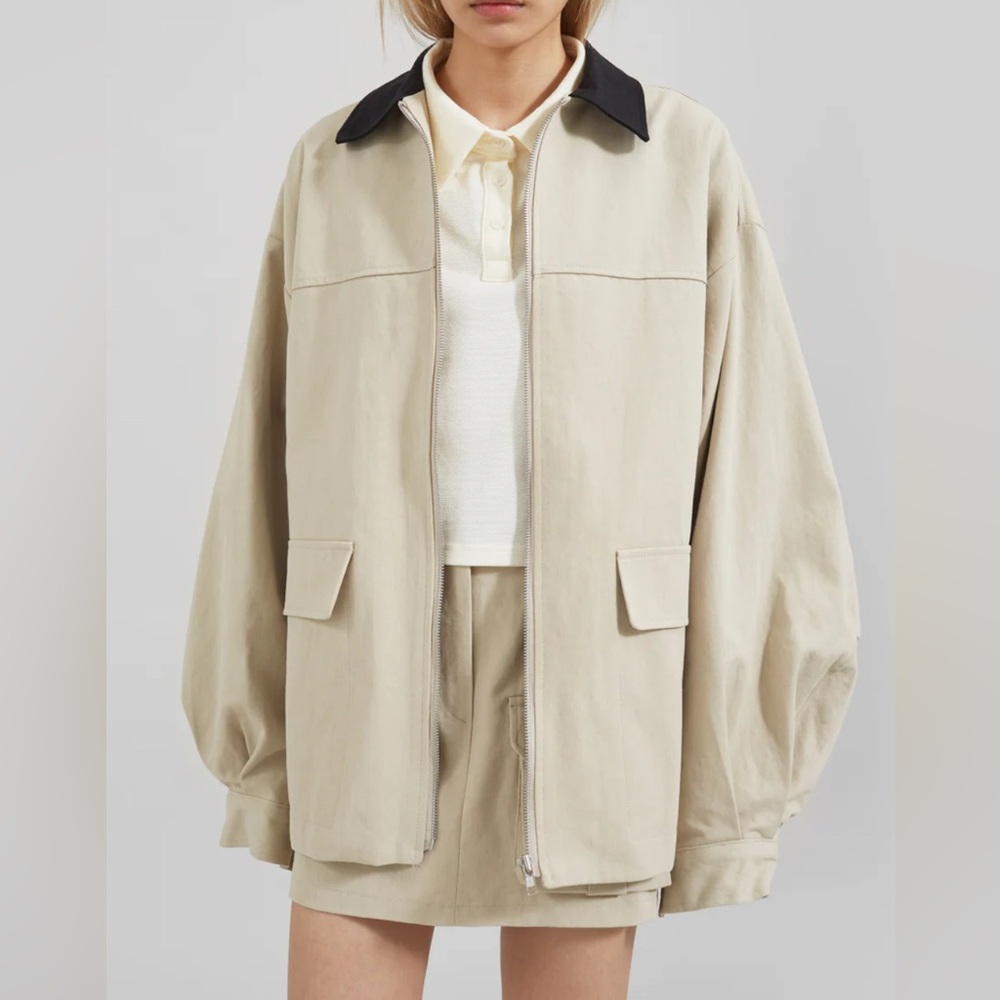 The Frankie Shop Malia Utility Jacket in Beige, M/L
